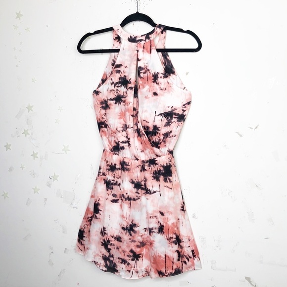 PARKER palm tree pink wrap front and back Silk mini dress - Picture 2 of 15